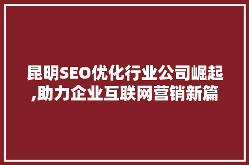 昆明SEO优化行业公司崛起,助力企业互联网营销新篇章