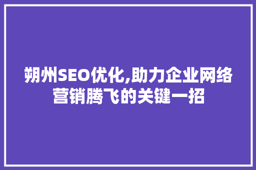 朔州SEO优化,助力企业网络营销腾飞的关键一招