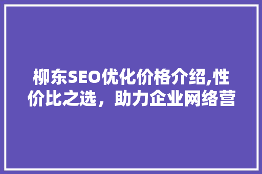 柳东SEO优化价格介绍,性价比之选，助力企业网络营销