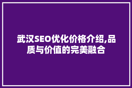武汉SEO优化价格介绍,品质与价值的完美融合