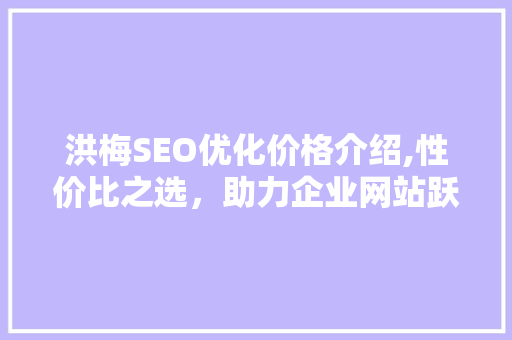 洪梅SEO优化价格介绍,性价比之选，助力企业网站跃居搜索引擎前列
