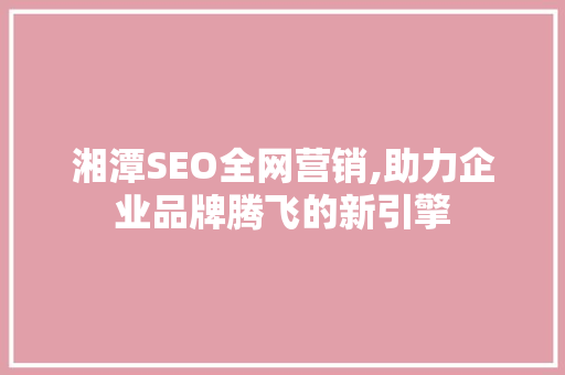 湘潭SEO全网营销,助力企业品牌腾飞的新引擎