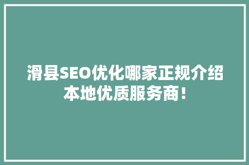 滑县SEO优化哪家正规介绍本地优质服务商！