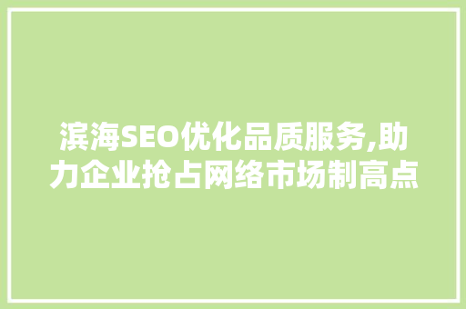 滨海SEO优化品质服务,助力企业抢占网络市场制高点