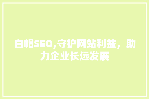 白帽SEO,守护网站利益，助力企业长远发展  第1张