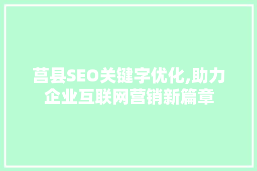 莒县SEO关键字优化,助力企业互联网营销新篇章