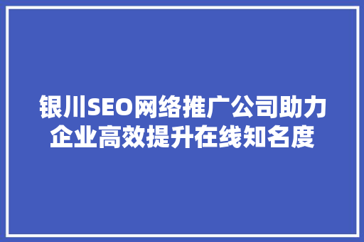 银川SEO网络推广公司助力企业高效提升在线知名度