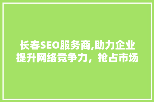 长春SEO服务商,助力企业提升网络竞争力，抢占市场先机