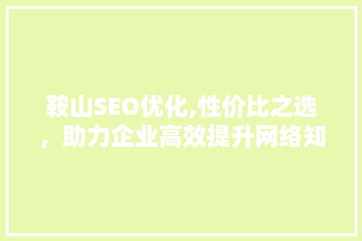 鞍山SEO优化,性价比之选，助力企业高效提升网络知名度