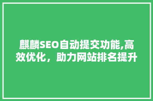 麒麟SEO自动提交功能,高效优化，助力网站排名提升