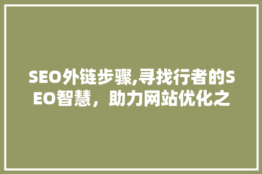 SEO外链步骤,寻找行者的SEO智慧，助力网站优化之路