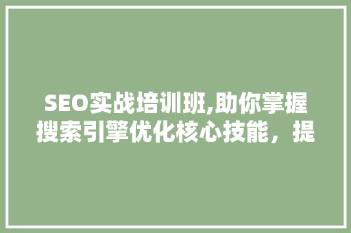 SEO实战培训班,助你掌握搜索引擎优化核心技能，提升网站排名