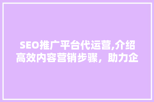 SEO推广平台代运营,介绍高效内容营销步骤，助力企业腾飞