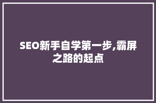 SEO新手自学第一步,霸屏之路的起点