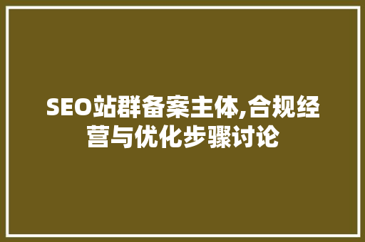 SEO站群备案主体,合规经营与优化步骤讨论