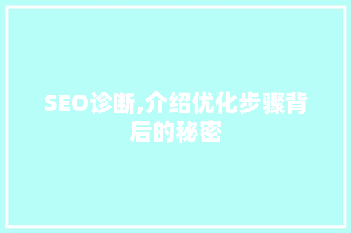 SEO诊断,介绍优化步骤背后的秘密