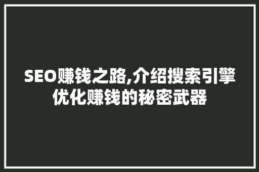 SEO赚钱之路,介绍搜索引擎优化赚钱的秘密武器
