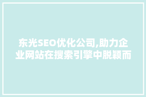 东光SEO优化公司,助力企业网站在搜索引擎中脱颖而出