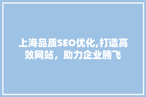 上海品质SEO优化,打造高效网站，助力企业腾飞