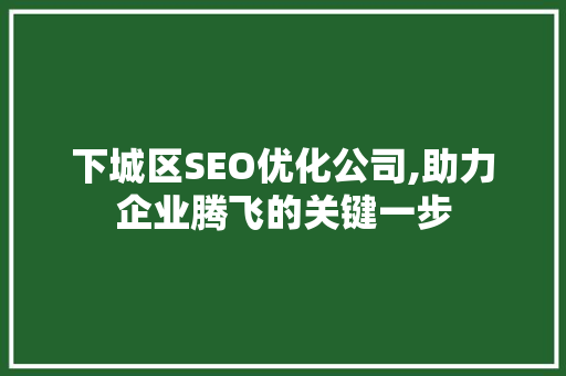 下城区SEO优化公司,助力企业腾飞的关键一步  第1张