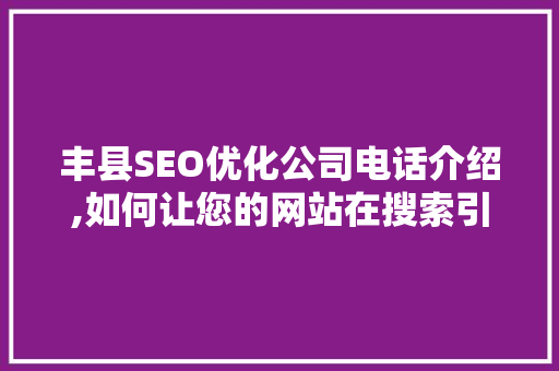 丰县SEO优化公司电话介绍,如何让您的网站在搜索引擎中脱颖而出  第1张