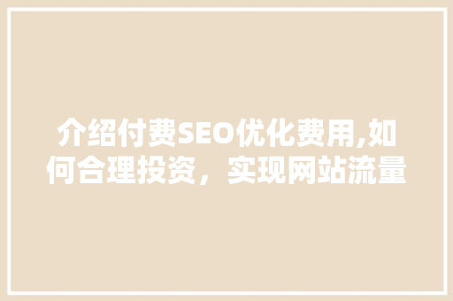 介绍付费SEO优化费用,如何合理投资，实现网站流量翻倍  第1张