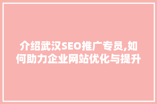 介绍武汉SEO推广专员,如何助力企业网站优化与提升排名