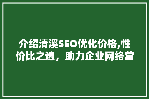 介绍清溪SEO优化价格,性价比之选，助力企业网络营销腾飞