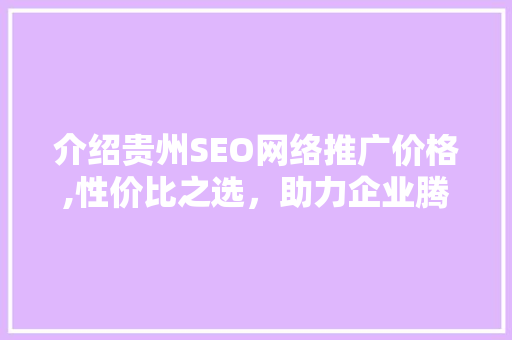 介绍贵州SEO网络推广价格,性价比之选，助力企业腾飞