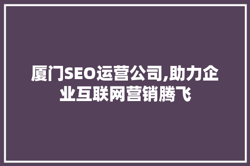 厦门SEO运营公司,助力企业互联网营销腾飞  第1张