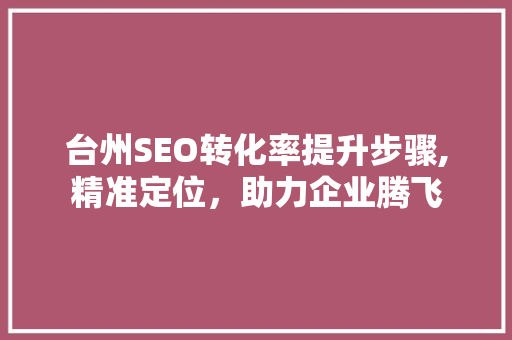 台州SEO转化率提升步骤,精准定位，助力企业腾飞