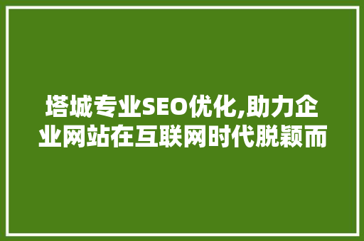 塔城专业SEO优化,助力企业网站在互联网时代脱颖而出