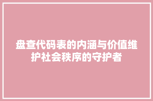 盘查代码表的内涵与价值维护社会秩序的守护者  第1张