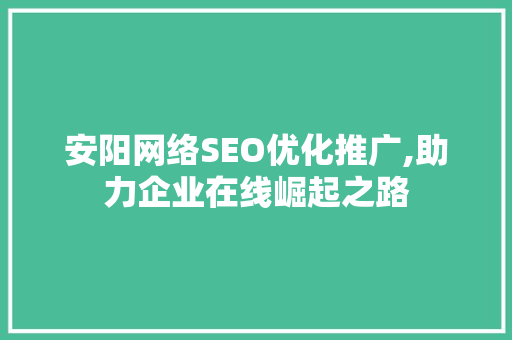 安阳网络SEO优化推广,助力企业在线崛起之路  第1张