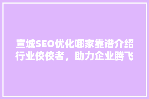宣城SEO优化哪家靠谱介绍行业佼佼者，助力企业腾飞