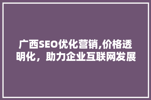 广西SEO优化营销,价格透明化，助力企业互联网发展