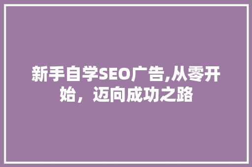 新手自学SEO广告,从零开始，迈向成功之路