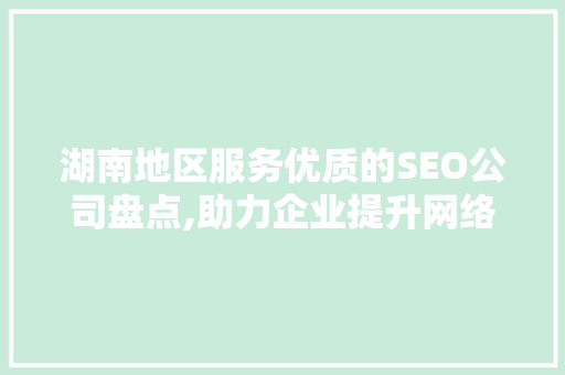 湖南地区服务优质的SEO公司盘点,助力企业提升网络影响力