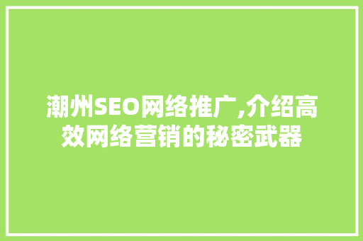 潮州SEO网络推广,介绍高效网络营销的秘密武器  第1张