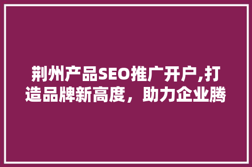 荆州产品SEO推广开户,打造品牌新高度，助力企业腾飞
