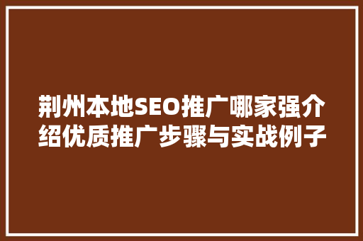 荆州本地SEO推广哪家强介绍优质推广步骤与实战例子