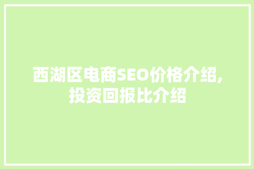 西湖区电商SEO价格介绍,投资回报比介绍  第1张