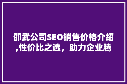 邵武公司SEO销售价格介绍,性价比之选，助力企业腾飞  第1张