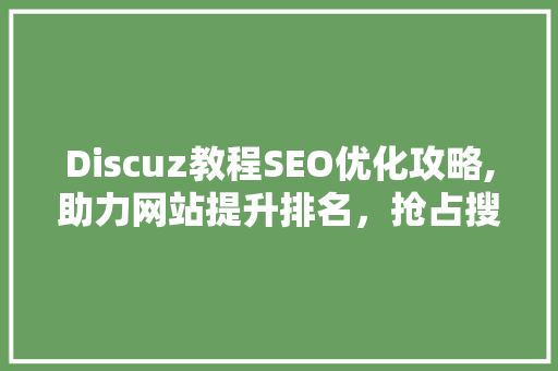 Discuz教程SEO优化攻略,助力网站提升排名，抢占搜索引擎流量红利