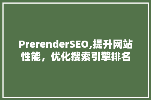 PrerenderSEO,提升网站性能，优化搜索引擎排名