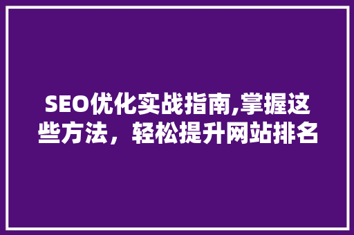SEO优化实战指南,掌握这些方法，轻松提升网站排名