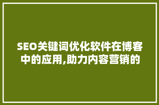 SEO关键词优化软件在博客中的应用,助力内容营销的利器