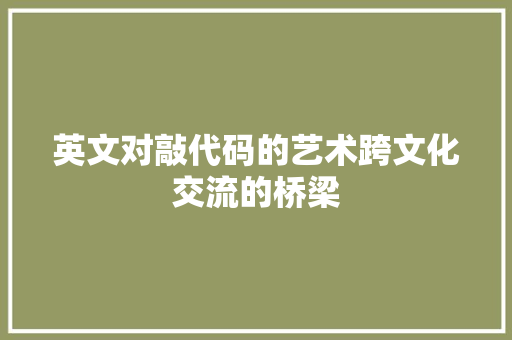 英文对敲代码的艺术跨文化交流的桥梁