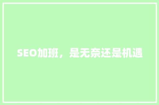 SEO加班，是无奈还是机遇