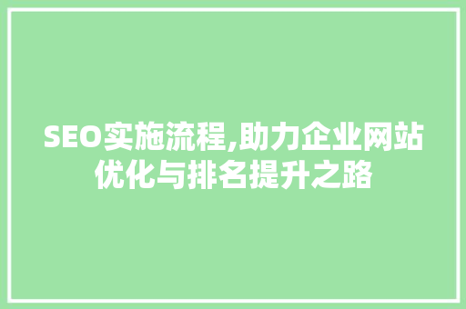 SEO实施流程,助力企业网站优化与排名提升之路